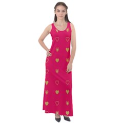 Illustrations Heart Pattern Design Sleeveless Velour Maxi Dress by Maspions