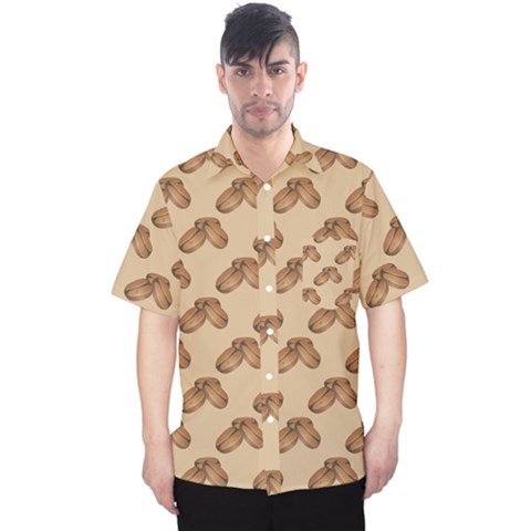 Coffee Beans Pattern Texture Men s Hawaii Shirt by Maspions