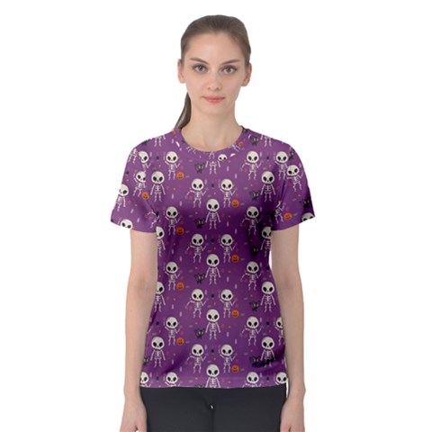 Skull Halloween Pattern Women s Sport Mesh T-shirt by Maspions