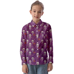 Skull Halloween Pattern Kids  Long Sleeve Shirt by Maspions