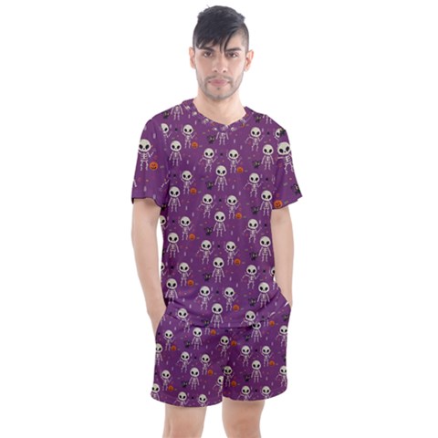 Skull Halloween Pattern Men s Mesh T-shirt And Shorts Set by Maspions