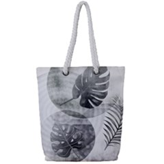 Vintage Retro Boho Background Leaves Botanical Full Print Rope Handle Tote (small) by Maspions