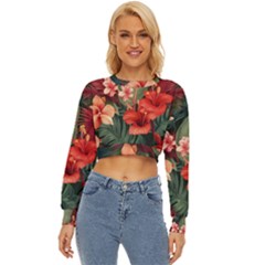 Tropical Flower Bloom Lightweight Long Sleeve Sweatshirt by Maspions