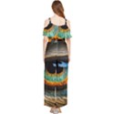 Eye Bird Feathers Vibrant Draped Sleeveless Chiffon Jumpsuit View2