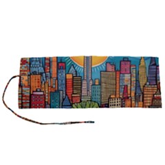 City New York Nyc Skyscraper Skyline Downtown Night Business Urban Travel Landmark Building Architec Roll Up Canvas Pencil Holder (s) by Posterlux