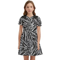 Monochrome Mirage Kids  Bow Tie Puff Sleeve Dress by dflcprintsclothing