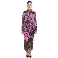 Pink Browning Deer Glitter Camo Turtleneck Maxi Dress by Maspions