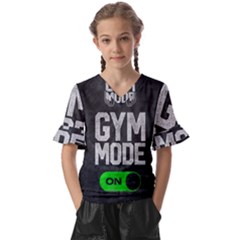 Gym Mode Kids  V-neck Horn Sleeve Blouse by Store67