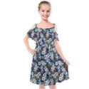 Blue Flowers Dark Blue Flowers Kids  Cut Out Shoulders Chiffon Dress View1