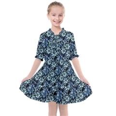 Blue Flowers 001 Kids  All Frills Chiffon Dress by DinkovaArt