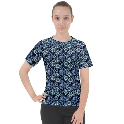 Blue Flowers 001 Women s Sport Raglan T-shirt by DinkovaArt