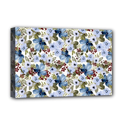 Blue Flowers Deluxe Canvas 18  X 12  (stretched) by DinkovaArt