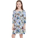 Blue Flowers Kids  Quarter Sleeve Skater Dress View1