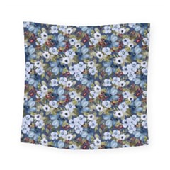 Blue Flowers 2 Square Tapestry (small) by DinkovaArt