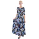 Blue Flowers 2 Half Sleeves Maxi Dress View1