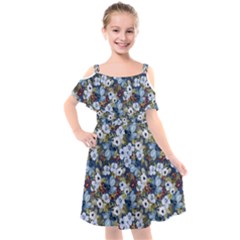 Blue Flowers Blue Flowers 2 Kids  Cut Out Shoulders Chiffon Dress by DinkovaArt