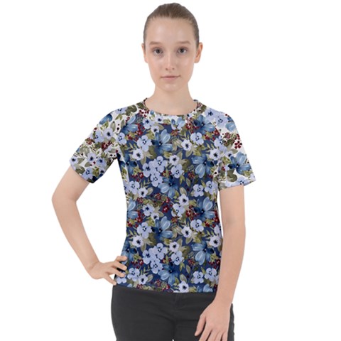 Blue Flowers Blue Flowers 2 Women s Sport Raglan T-shirt by DinkovaArt