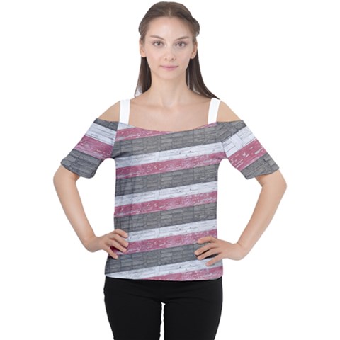 Vintage Vibrant Stripes Pattern Print Design Cutout Shoulder T-shirt by dflcprintsclothing