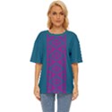 Teal and Fushia Tukutuku Oversized Basic T-Shirt View1