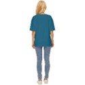 Teal and Fushia Tukutuku Oversized Basic T-Shirt View4