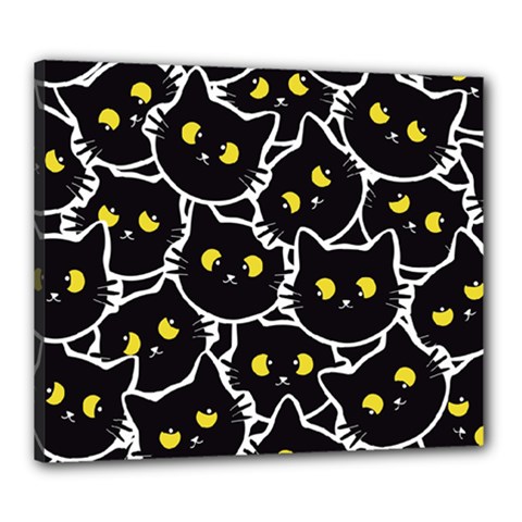 Cat Pattern Pet Drawing Eyes Canvas 24  X 20  (stretched) by Maspions