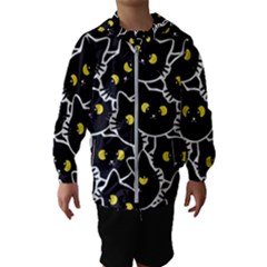 Cat Pattern Pet Drawing Eyes Kids  Hooded Windbreaker by Maspions