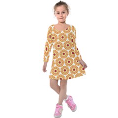 Pattern Shape Design Art Drawing Kids  Long Sleeve Velvet Dress by Maspions