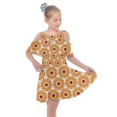 Pattern Shape Design Art Drawing Kids  Shoulder Cutout Chiffon Dress by Maspions