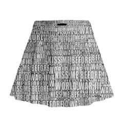 Kiss Me Before World War 3 Typographic Motif Pattern Mini Flare Skirt by dflcprintsclothing