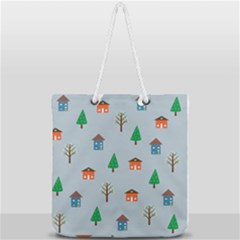 House Trees Pattern Background Full Print Rope Handle Tote (large) by Maspions