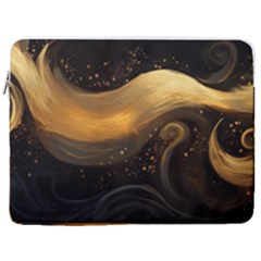 Abstract Gold Wave Background 17  Vertical Laptop Sleeve Case With Pocket by Maspions