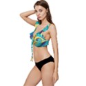 Abstract Waves Ocean Sea Whimsical Low Cut Ruffle Edge Bikini Top View2