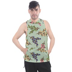 Berries Flowers Pattern Print Men s Sleeveless Hoodie by Maspions