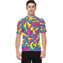 Colorful-graffiti-pattern-blue-background Men s Short Sleeve Rash Guard View1