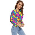 Colorful-graffiti-pattern-blue-background Women s Lightweight Cropped Hoodie View3