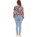 Colorful-graffiti-pattern-blue-background Women s Lightweight Cropped Hoodie View4