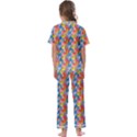 Abstract Pattern Kids  Satin Short Sleeve Pajamas Set View2