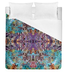 Amethyst On Turquoise Duvet Cover (queen Size) by kaleidomarblingart