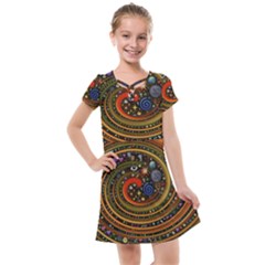 Swirl Vortex Emoji Cyclone Motion Art Kids  Cross Web Dress by Paksenen