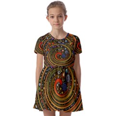 Swirl Vortex Emoji Cyclone Motion Art Kids  Short Sleeve Pinafore Style Dress by Paksenen