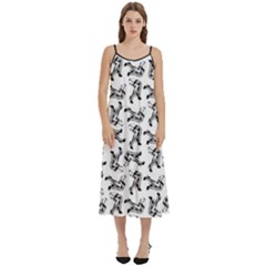 Erotic Pants Motif Black And White Graphic Pattern Black Backgrond Casual Spaghetti Strap Midi Dress by dflcprintsclothing