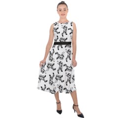 Erotic Pants Motif Black And White Graphic Pattern Black Backgrond Midi Tie-back Chiffon Dress by dflcprintsclothing