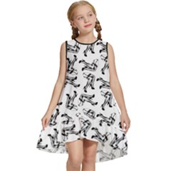 Erotic Pants Motif Black And White Graphic Pattern Black Backgrond Kids  Frill Swing Dress by dflcprintsclothing