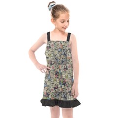 Sticker Collage Motif Pattern Black Backgrond Kids  Overall Dress by dflcprintsclothing