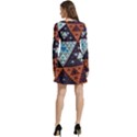 Fractal Triangle Geometric Abstract Pattern Long Sleeve Velour Skater Dress View4