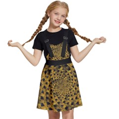 Spiral Symmetry Geometric Pattern Black Backgrond Kids  Apron Dress by dflcprintsclothing