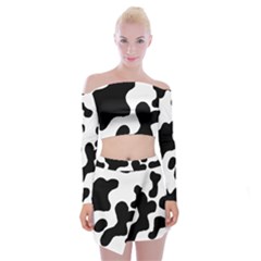 Cow Pattern Off Shoulder Top With Mini Skirt Set by Ket1n9