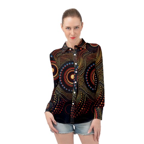 Abstract Geometric Pattern Long Sleeve Chiffon Shirt by Ndabl3x