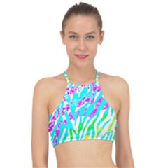 Animal Print Bright Abstract Halter Bikini Top by Ndabl3x