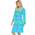 Pattern Swirl Pink Green Aqua Long Sleeve Velvet Robe View2